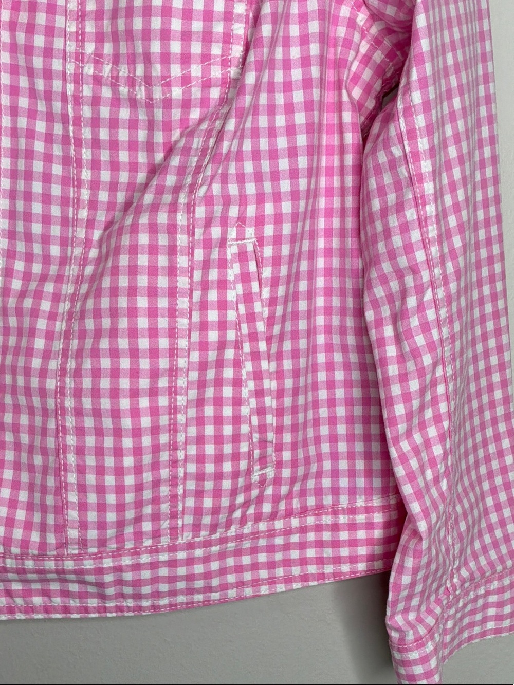 Talbots Pink Gingham Button-Front Cotton Jacket - Picture 11 of 12